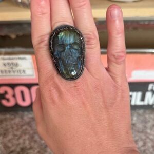Labradorite Skull Ring